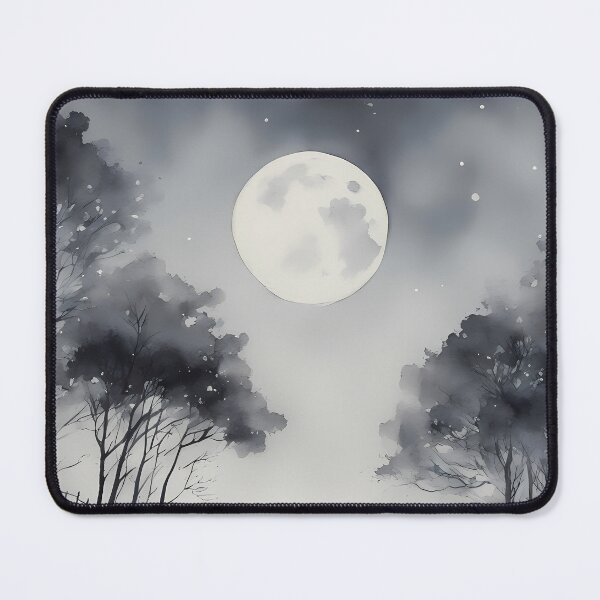 Item preview, Monochrome Fullmoon Forest designed and sold by CalmnessbyChoice.