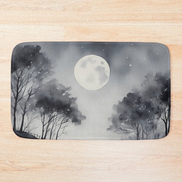 Item preview, Monochrome Fullmoon Forest designed and sold by CalmnessbyChoice.