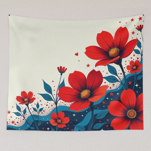 Item preview, Red Flowers and Stars designed and sold by Association AREMIS DEFENSE FORCE.