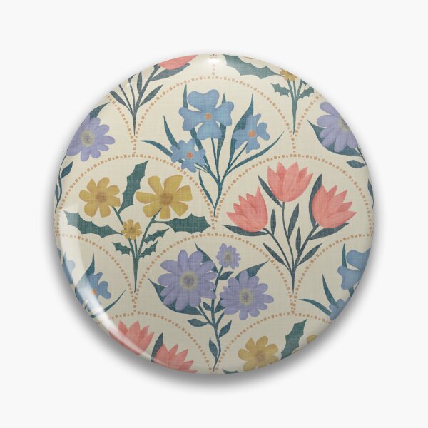 Item preview, Art Deco Floral Fanfare - Vintage Pattern - Cream designed and sold by Ordinary Elevated.