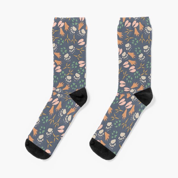 Item preview, Playful Animal Footprints Pattern on Dark Gray Background designed and sold by Nouveaupattern.
