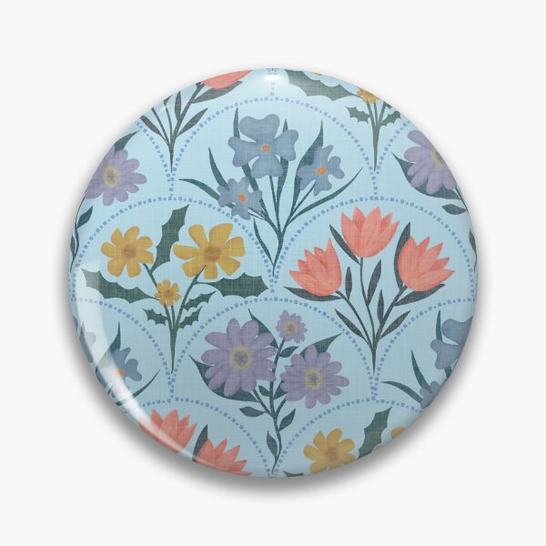 Item preview, Art Deco Floral Fanfare - Vintage Pattern - Blue designed and sold by Ordinary Elevated.
