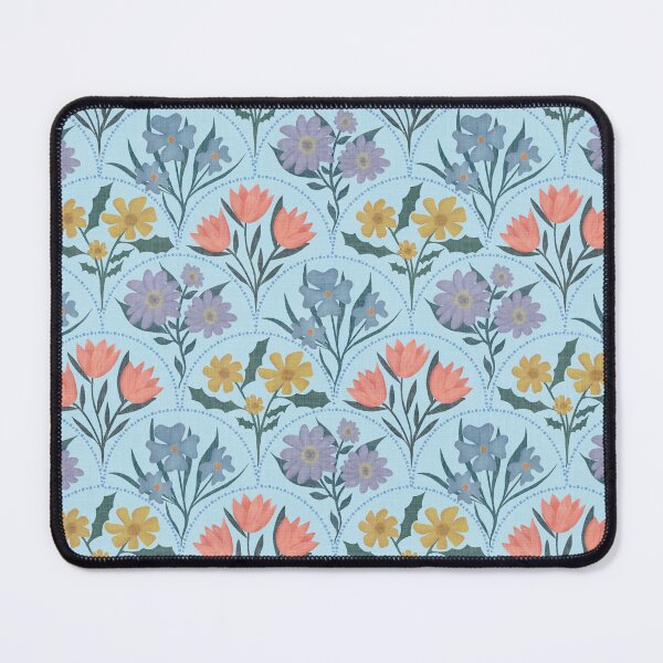Item preview, Art Deco Floral Fanfare - Vintage Pattern - Blue designed and sold by Ordinary Elevated.