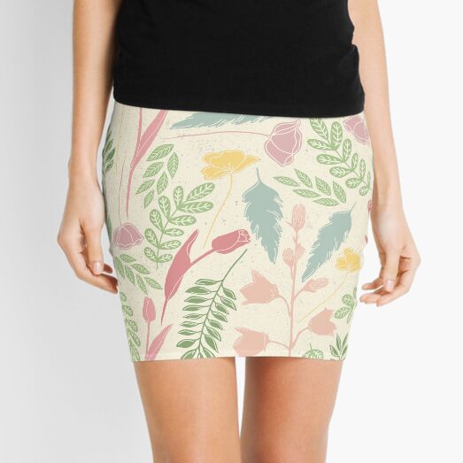 Aperçu de l'œuvre Motif botanique pastel avec des motifs floraux et feuillus délicats créée et vendue par Nouveaupattern.