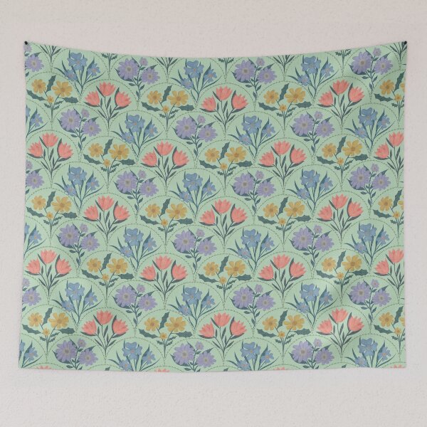 Item preview, Art Deco Floral Fanfare - Vintage Pattern - Green designed and sold by Ordinary Elevated.