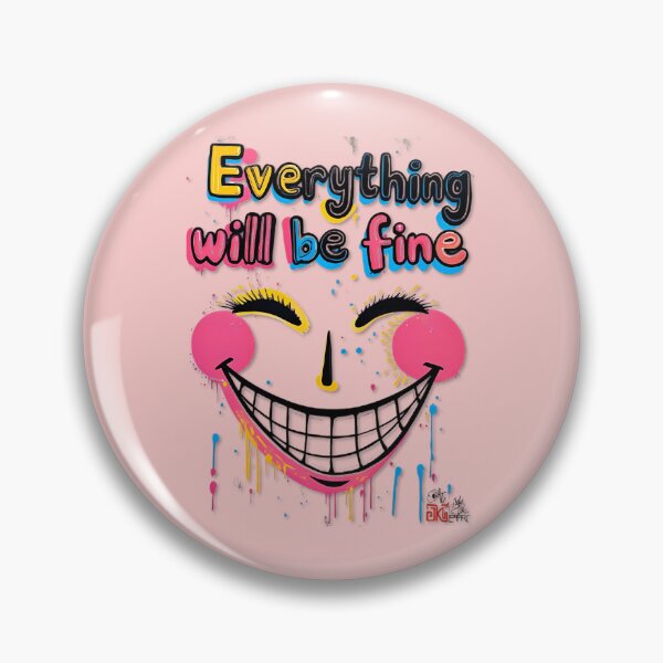 Item preview, A neon smile with the text "Everything will be fine" designed and sold by kankan22.