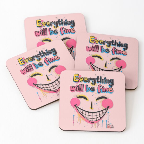 Item preview, A neon smile with the text "Everything will be fine" designed and sold by kankan22.