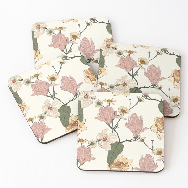 Item preview, Vintage colors seamless tropical pattern with colorful garden flowers and camomile, magnolia on beige background. designed and sold by MatyKotiv.