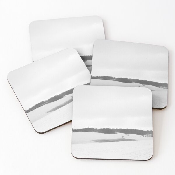 Item preview, black and white mountainous snow landscape with open field in retro style designed and sold by TW-Fotos.