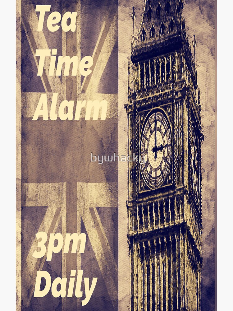 Thumbnail 3 of 3, Sticker, Tea Time Alarm poster designed and sold by bywhacky.