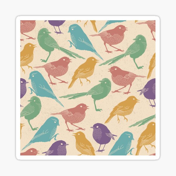 Item preview, Stylized Multicolor Bird Pattern on Beige Background designed and sold by Nouveaupattern.