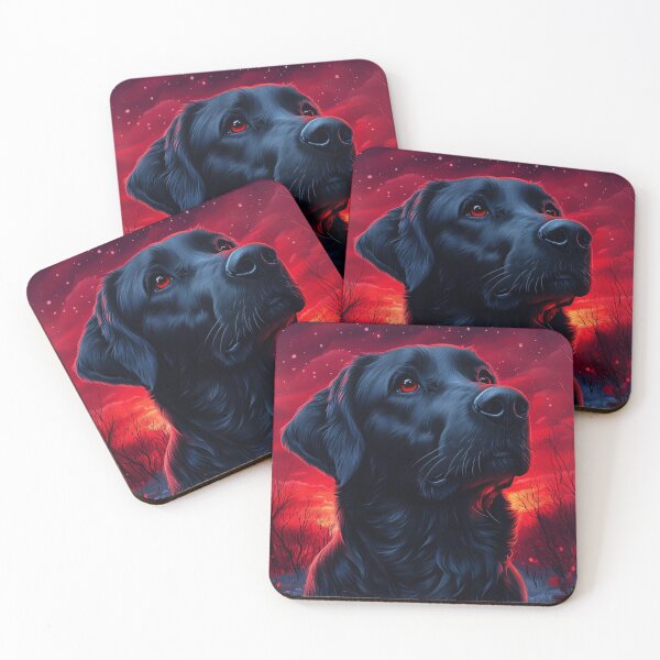 Item preview, Black Labrador Red Sunset designed and sold by PetsArt.