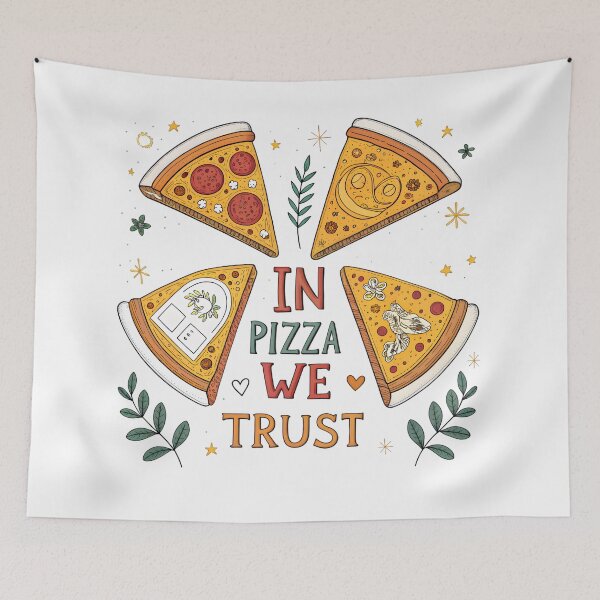 Item preview, Whimsical Pizza Slice Art – "In Pizza We Trust" Hand-Drawn Design designed and sold by AnnDesignStudio.