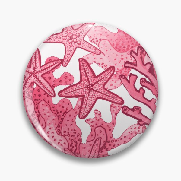 Item preview, Estampado integral de acuarela de estrellas de mar rosas y corales rosas designed and sold by MagentaRose.