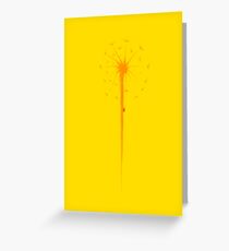 Ladybug on a dandelion abstract Zen painting illustration design bright orange on yellow art print Greeting Card