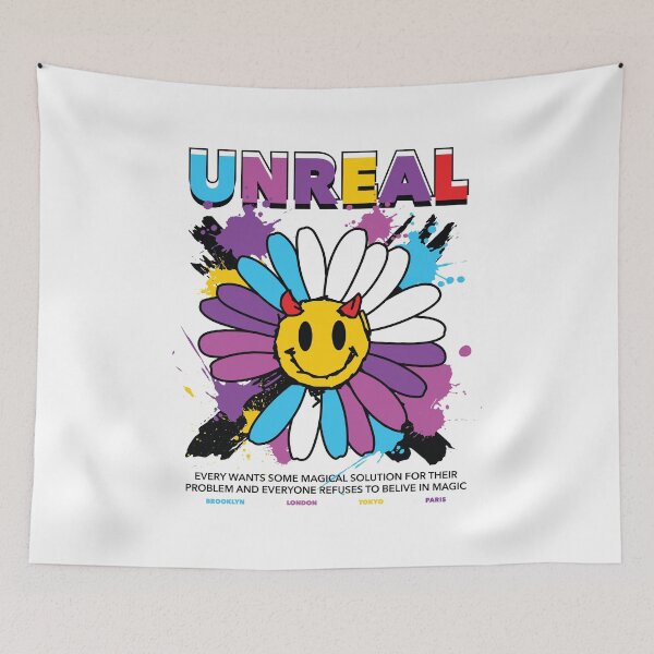 Item preview, Unreal: Flower with Devil Face and Motivational Text designed and sold by Polarisofficial.