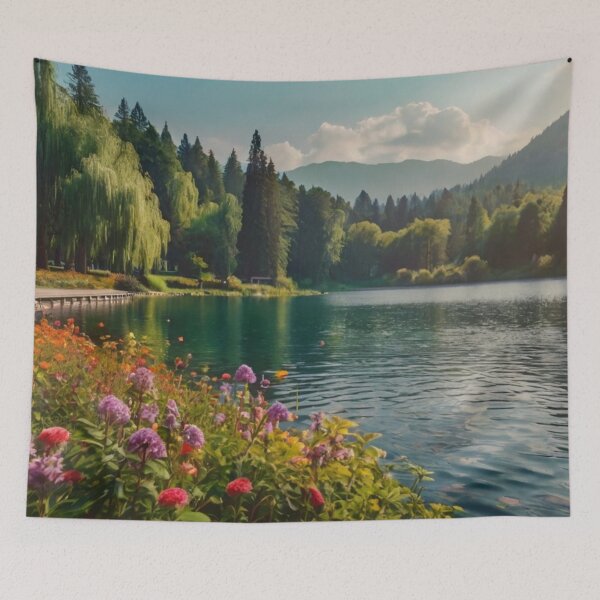 Artikelvorschau, Lush Greenery and Calm Waters: A Beautiful Public Park Scene entworfen und verkauft von BlareBlare.