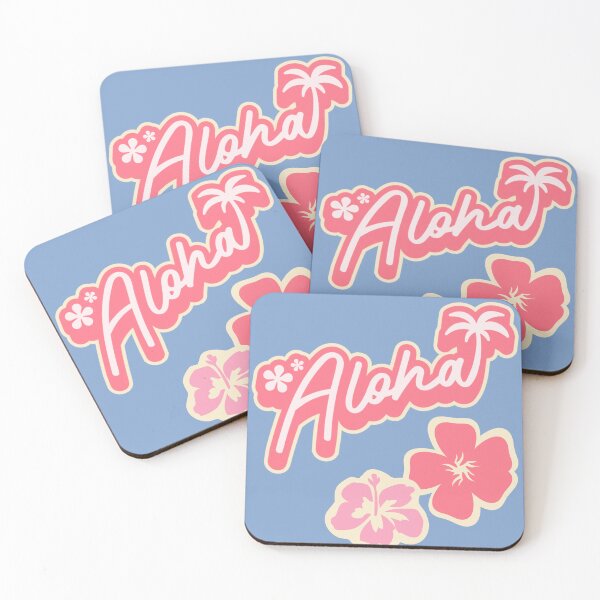 Item preview, Aloha Script Tropical Palm Tree and Hibiscus  designed and sold by Stickers by @molllyclare.