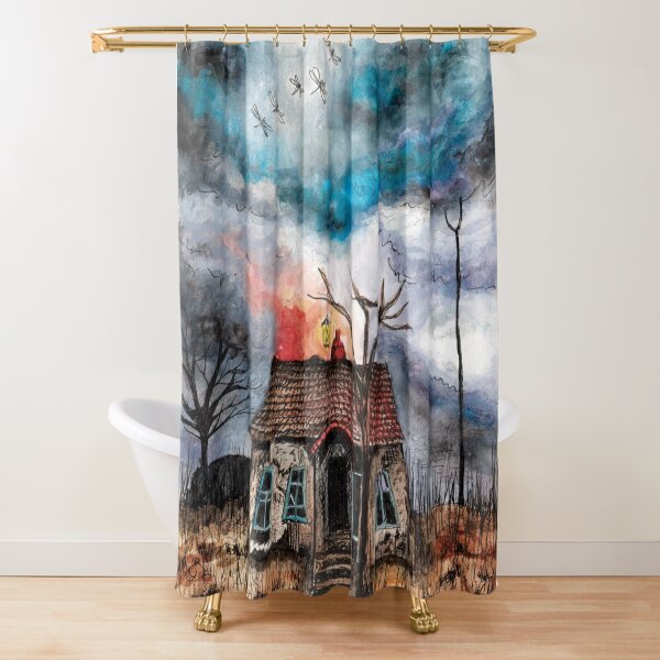 Item preview, Derelict house with moody sky designed and sold by lunarbonesart.
