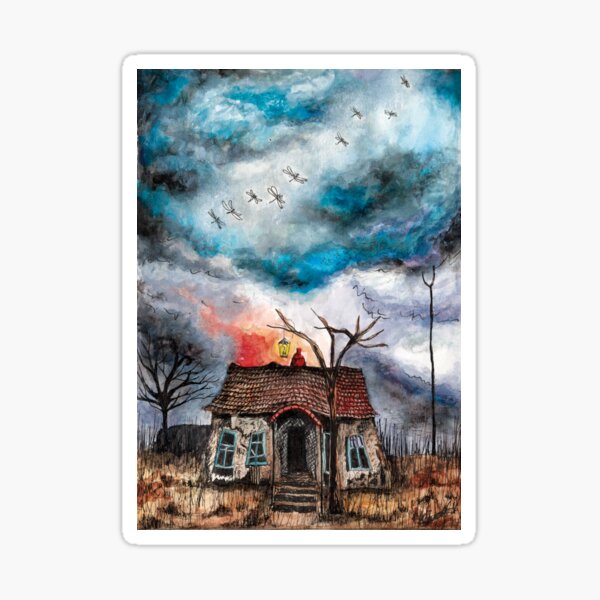 Item preview, Derelict house with moody sky designed and sold by lunarbonesart.