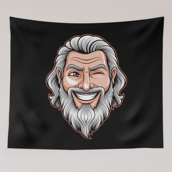 Item preview, Winking Bearded Man Cartoon Portrait designed and sold by Quirky Shirts.