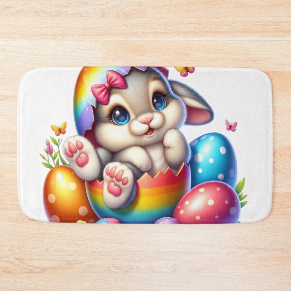 Item preview, Bunny in Colorful Egg with Spring Decorations designed and sold by paintedmemories.