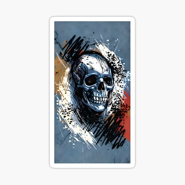 Cyber Skull Digital Chaos Art Sticker