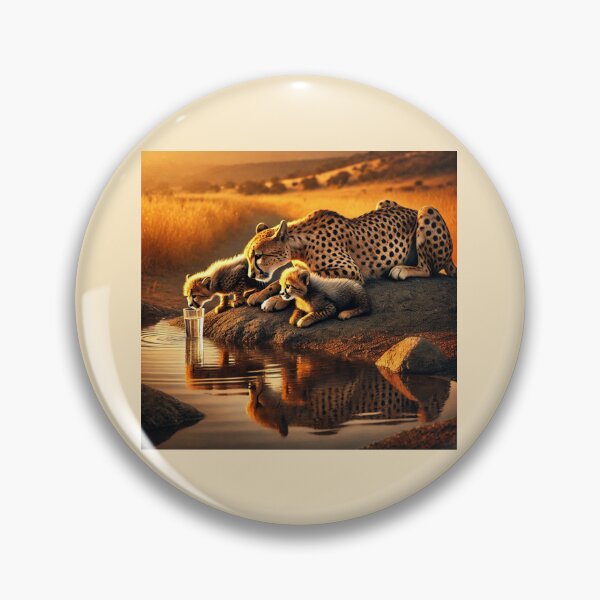 Item preview, Nature’s Bond: A Cheetah and Her Cubs Hydrating Together designed and sold by annenambiro.