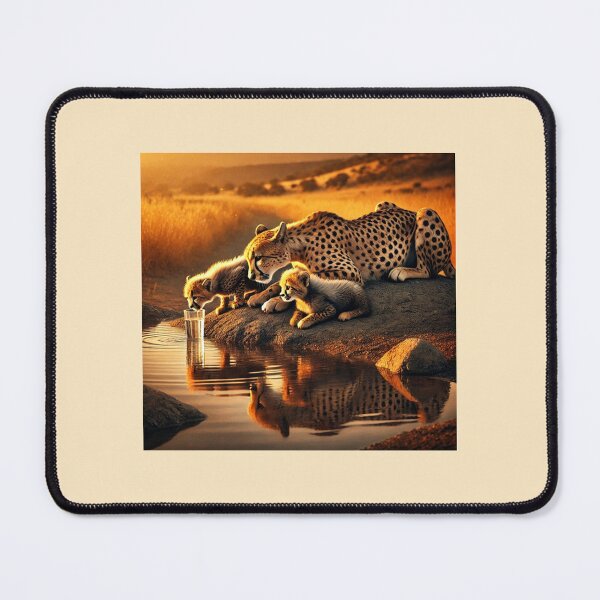 Item preview, Nature’s Bond: A Cheetah and Her Cubs Hydrating Together designed and sold by annenambiro.