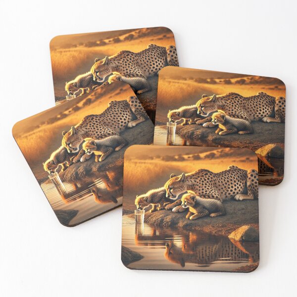 Item preview, Nature’s Bond: A Cheetah and Her Cubs Hydrating Together designed and sold by annenambiro.