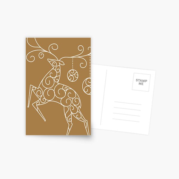 Aperçu de l'œuvre Copie de cerf abstrait avec des lignes tourbillonnantes décoratives et des ornements en bois créée et vendue par Jdawnink.