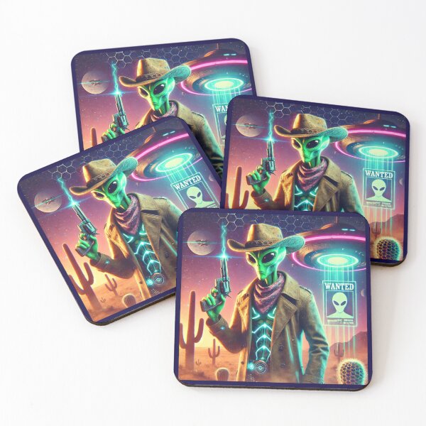 Item preview, Cyberpunk Alien Cowboy: Futuristic Sci-Fi Western Art on T-Shirts & Posters designed and sold by Design by Anthony .