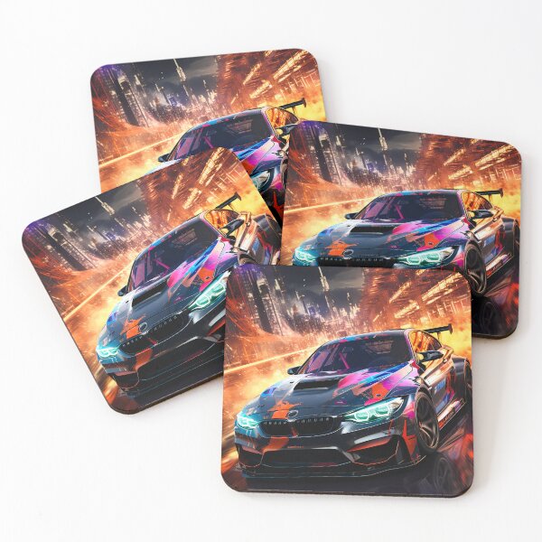 Item preview, Futuristic Sports Car In Neon Powered Urban Nightscap designed and sold by RevUpDesign.