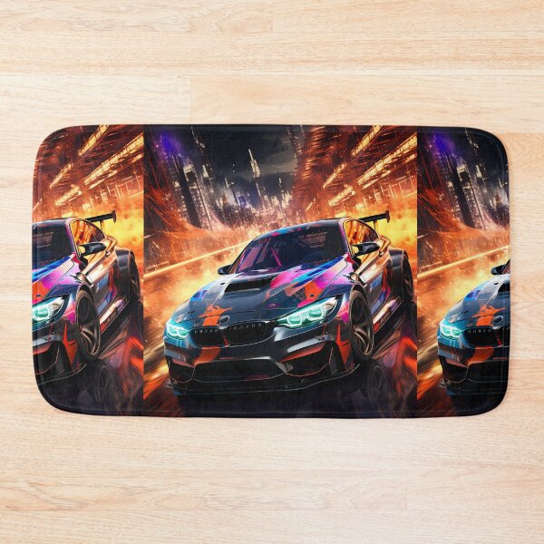 Item preview, Futuristic Sports Car In Neon Powered Urban Nightscap designed and sold by RevUpDesign.