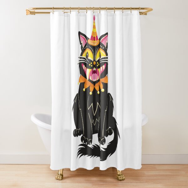 Vista previa del artículo con la obra «Gato negro sonriente vintage de Halloween con sombrero», diseñado y vendido por Jdawnink.