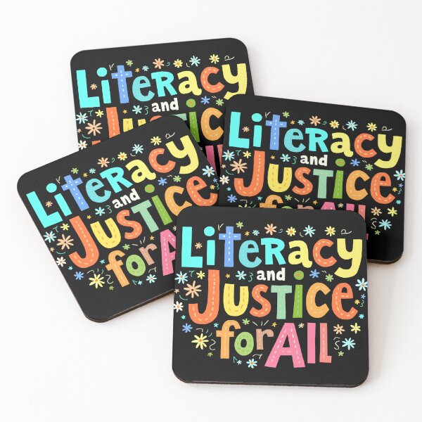 Item preview, Literacy and Justice Colorful Inspirational Quote designed and sold by Quirky Shirts.