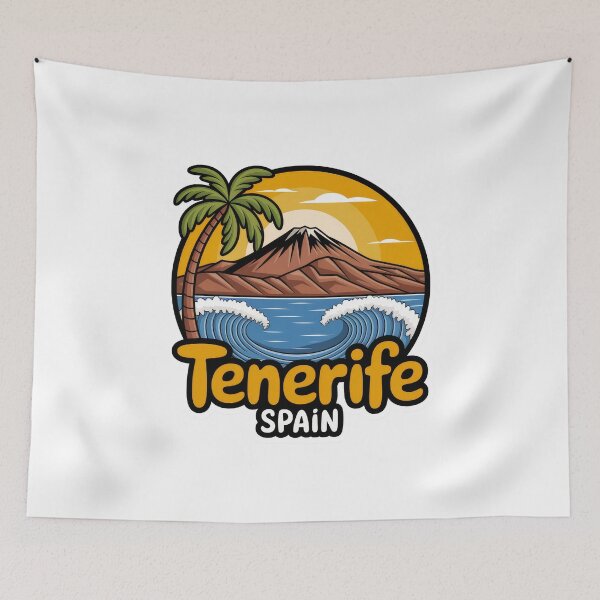 Item preview, Vintage Retro Tenerife Sticker – Palm Trees, Waves & Volcano Travel Souvenir designed and sold by pod24.