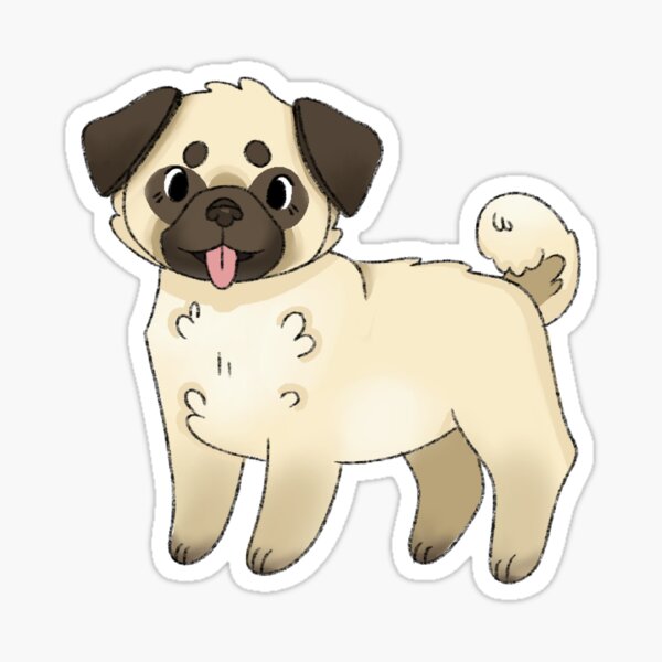 Item preview, apricot/ fawn pug dog kawaii chibi illustration designed and sold by casserolepets.