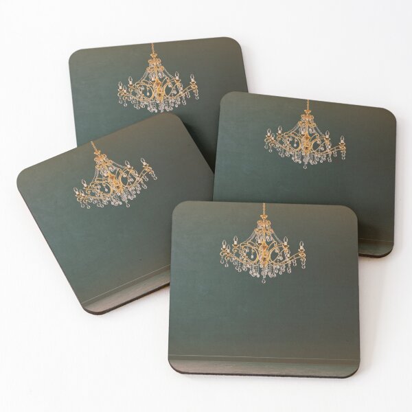 Item preview, Antique Gold Chandelier in Empty Deep Green Room designed and sold by CountyKent.