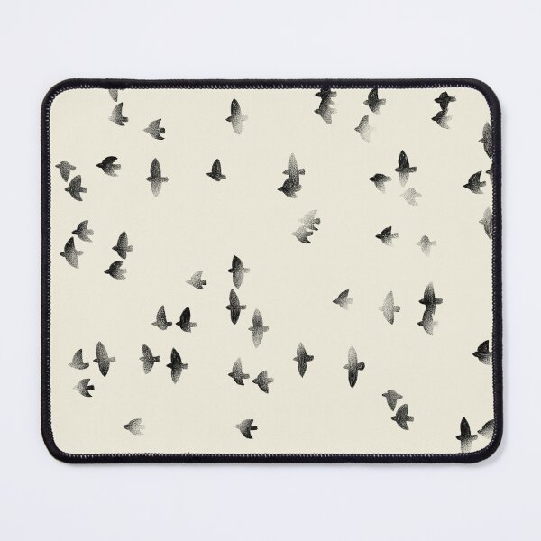 Item preview, Black flying birds silhouettes on beige background minimalist pattern. Pencil sketch modern japandi  designed and sold by helga-wigandt.