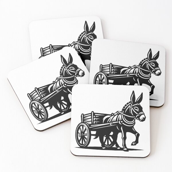 Item preview, Donkey Pulling Cart Rustic Farm Silhouette designed and sold by theartfulaspie.