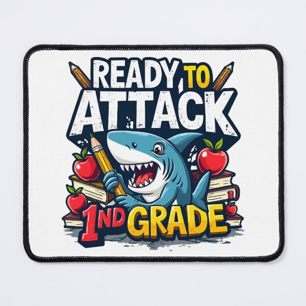 Item preview, Ready To Attack 1st Grade Shark Funny designed and sold by Quirky Shirts.