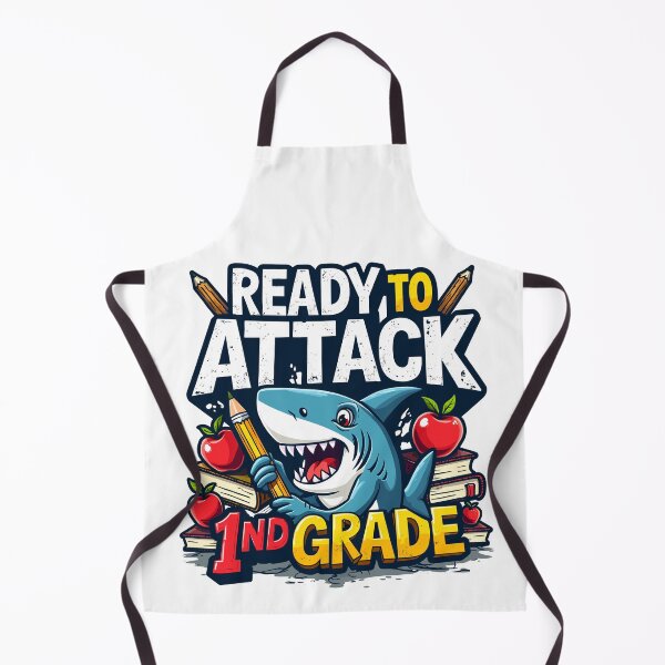 Item preview, Ready To Attack 1st Grade Shark Funny designed and sold by Quirky Shirts.