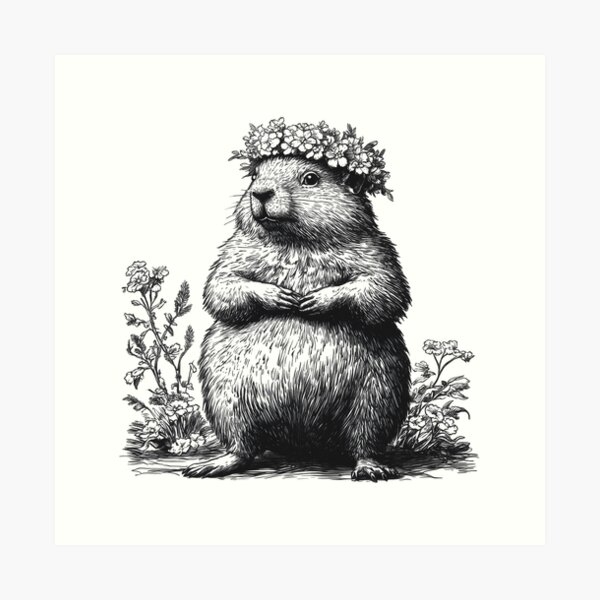 Item preview, Woodchuck Wearing A Flower Crown designed and sold by mirror circus.