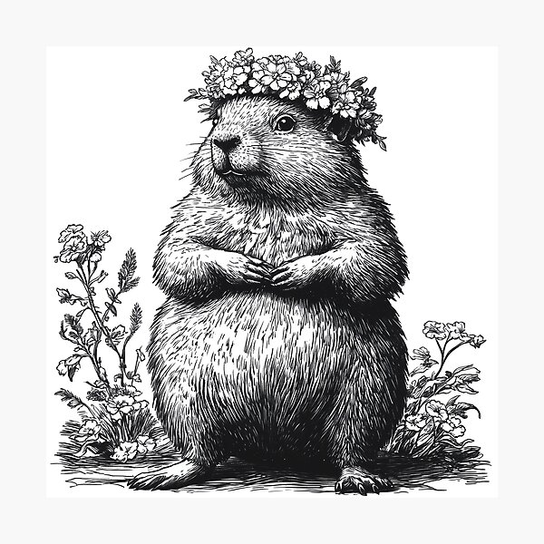 Item preview, Woodchuck Wearing A Flower Crown designed and sold by mirror circus.