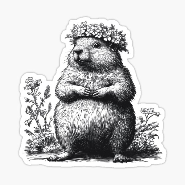 Item preview, Woodchuck Wearing A Flower Crown designed and sold by mirror circus.