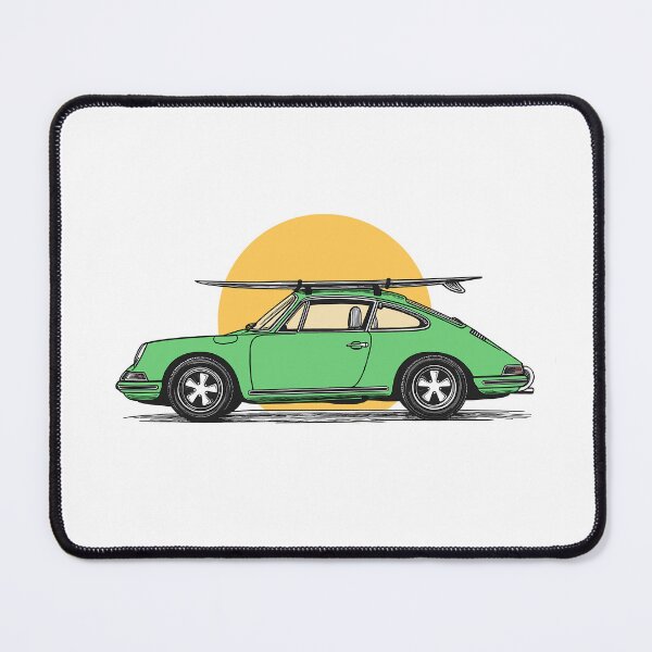 Item preview, Vintage Green Porsche 911 964 summer surfs up illustration designed and sold by blackdogshop.
