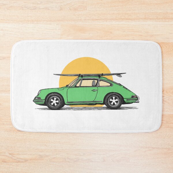 Item preview, Vintage Green Porsche 911 964 summer surfs up illustration designed and sold by blackdogshop.