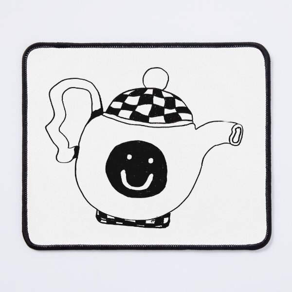 Item preview, Abstract Happy Teapot – Playful and Cozy - Freehand drawing black and white illustration designed and sold by Vika Lysa Illustration Studio.