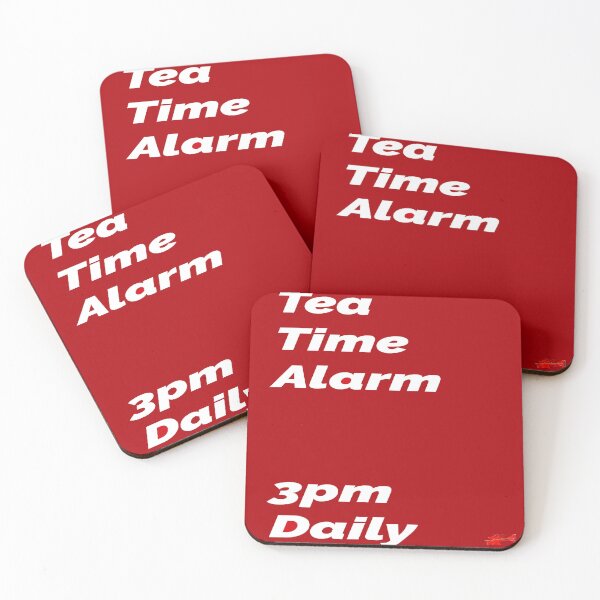 Item preview, Tea Time Alarm - red square designed and sold by designbywhacky.